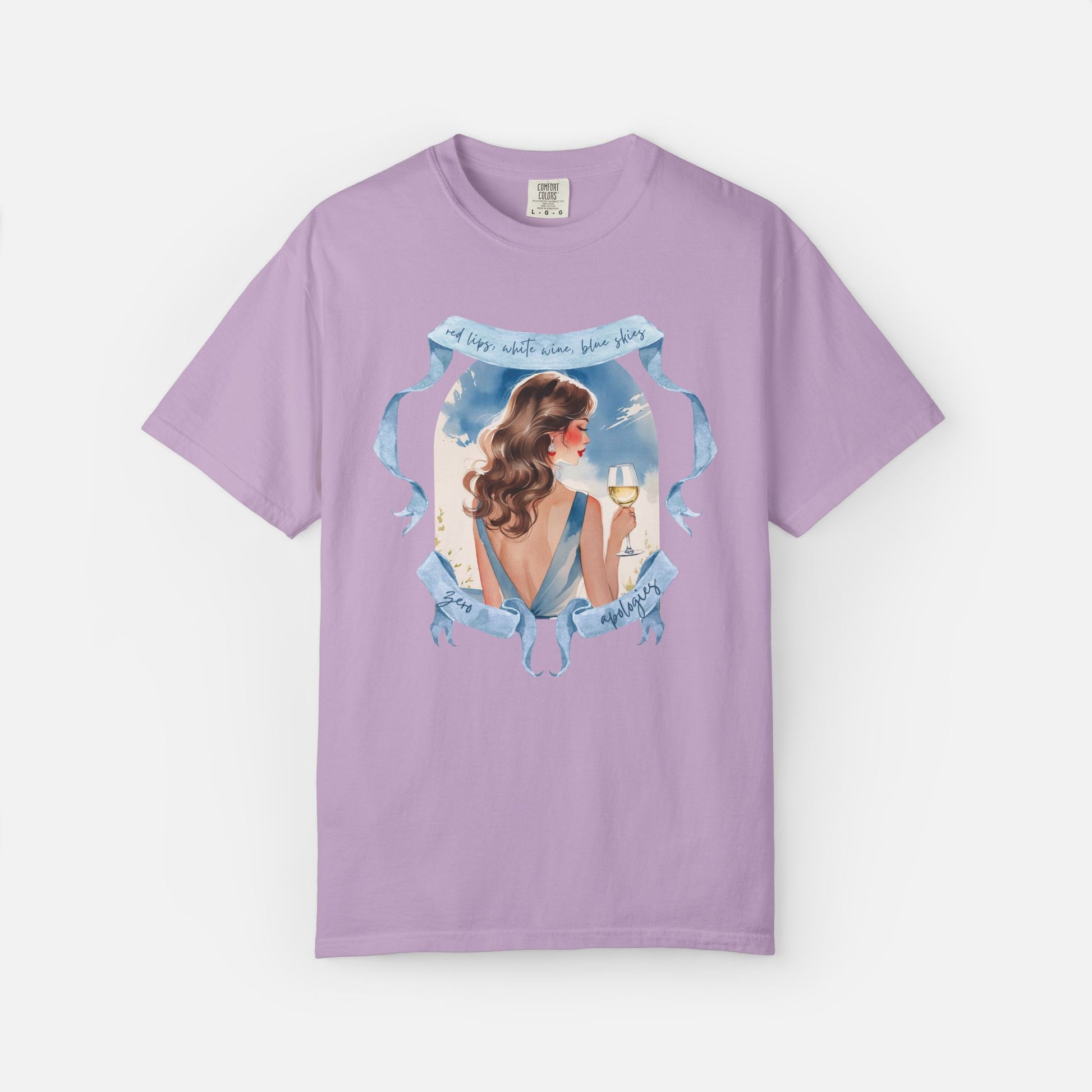 Red Lips, White Wine, Blue Skies, Zero Apologies - Tee