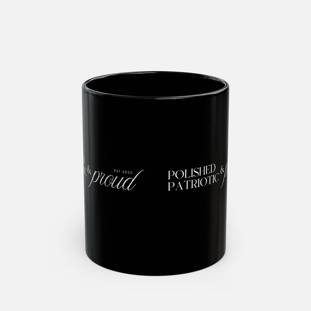Polished, Patriotic & Proud – Elegant Black Ceramic Mug 11oz, 15oz