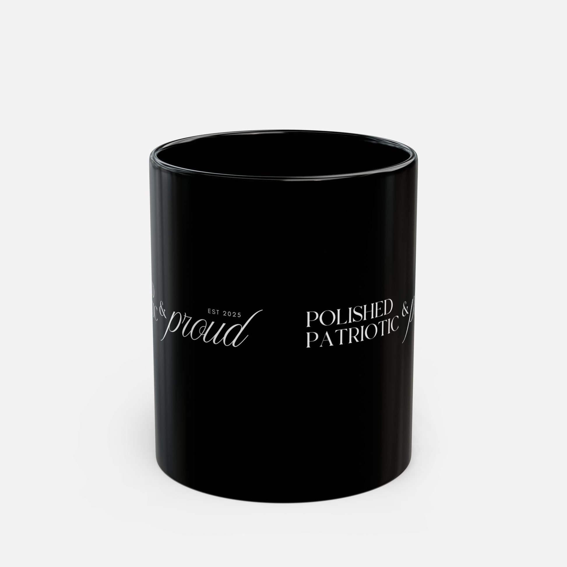 Polished, Patriotic & Proud – Elegant Black Ceramic Mug 11oz, 15oz