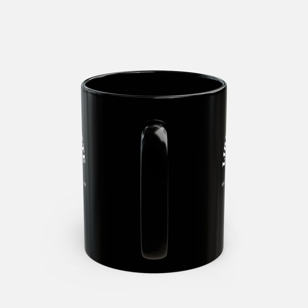 Liberty, Latte & Luxe – Glossy Black Ceramic Mug 11oz, 15oz