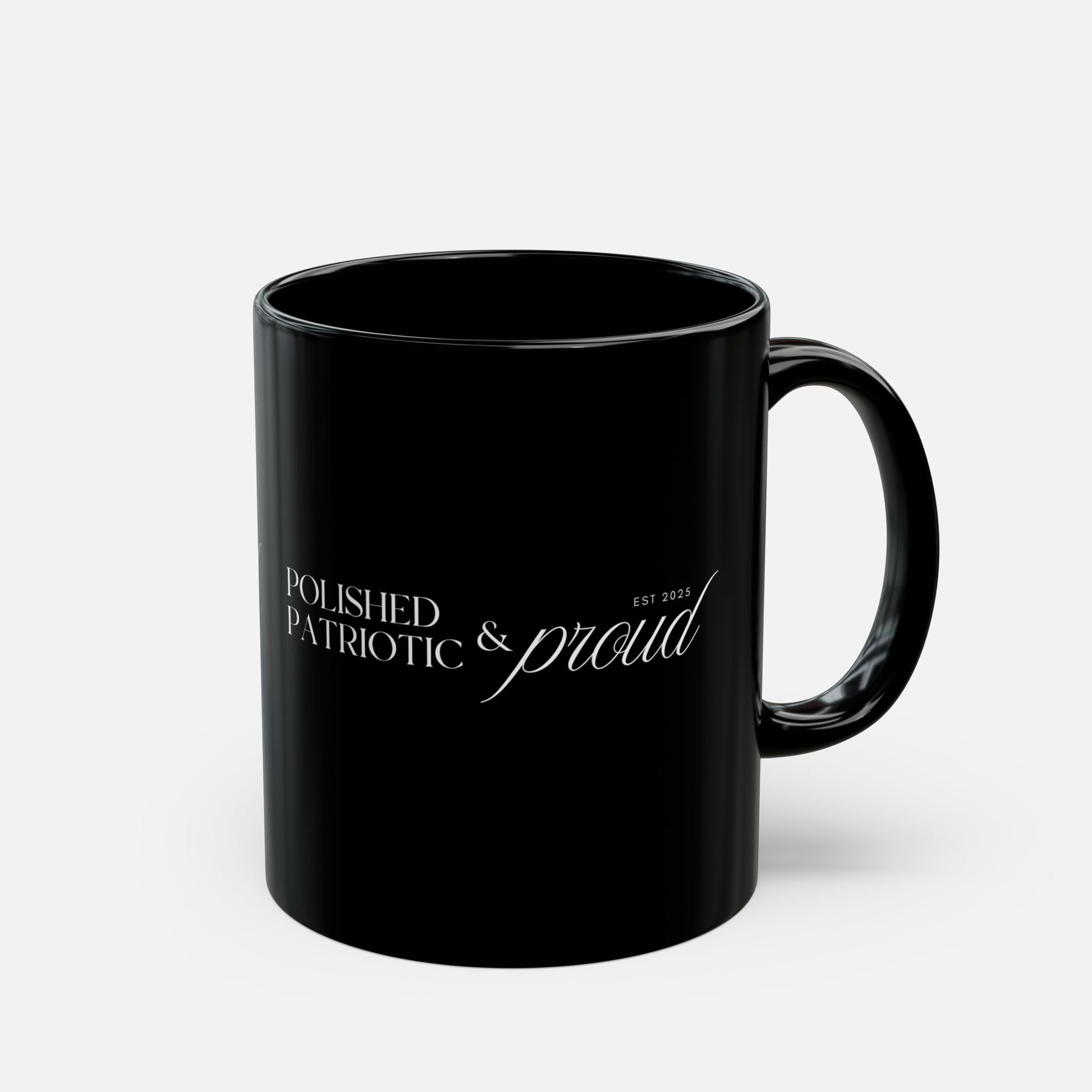 Polished, Patriotic & Proud – Elegant Black Ceramic Mug 11oz, 15oz