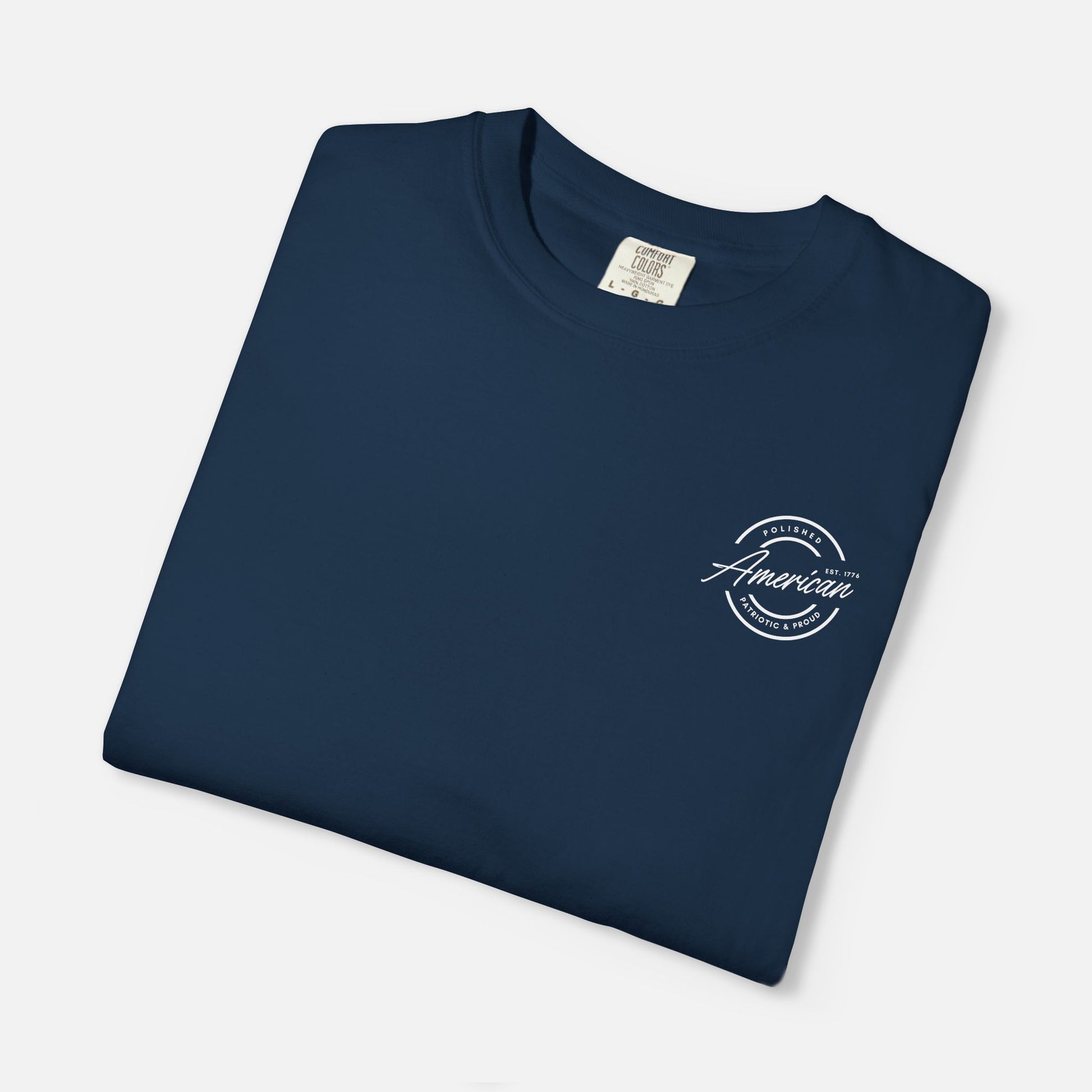 Polished, American, Patriotic & Proud – Minimalist Logo Tee